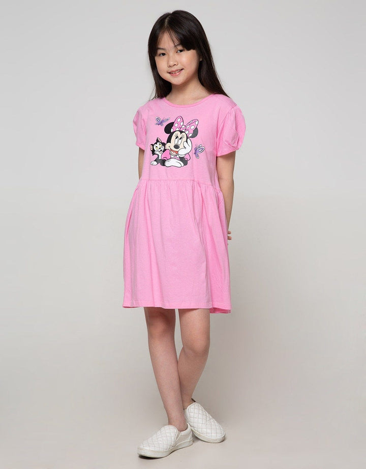 Disney Ruffle Minnie Short Sleeve Midi Dress  Lengan