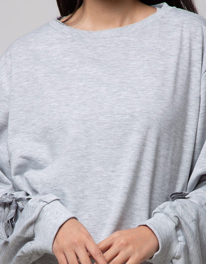 Details Sweatshirt With Gold Tape & Details At Sleeves Cuff
