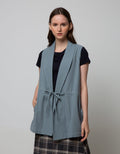 Details Long Body Vest With String At Waist 