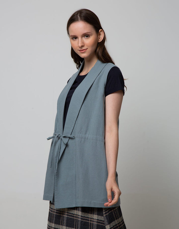 Details Long Body Vest With String At Waist 