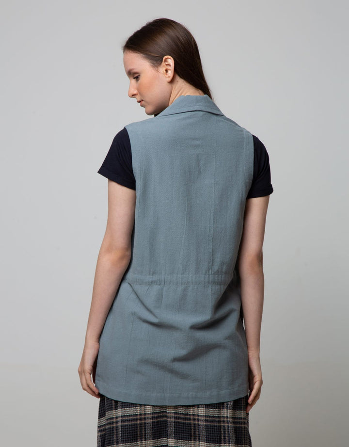 Details Long Body Vest With String At Waist 