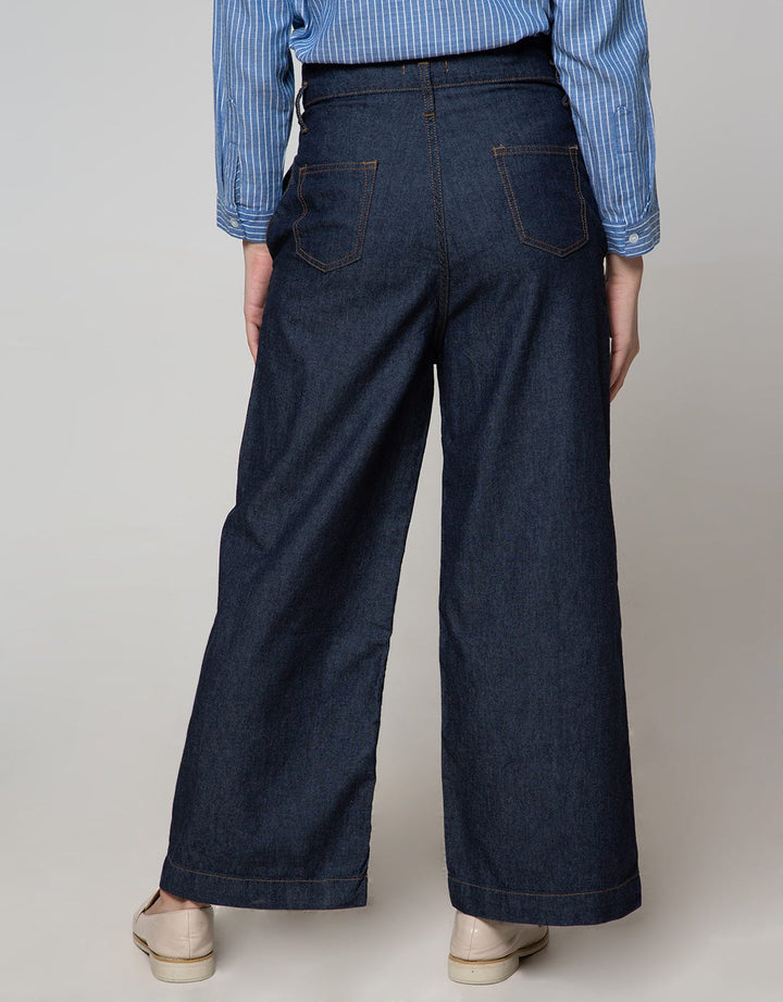 Details of Denim Long Pants Palazzo
