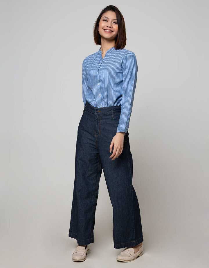 Details of Denim Long Pants Palazzo