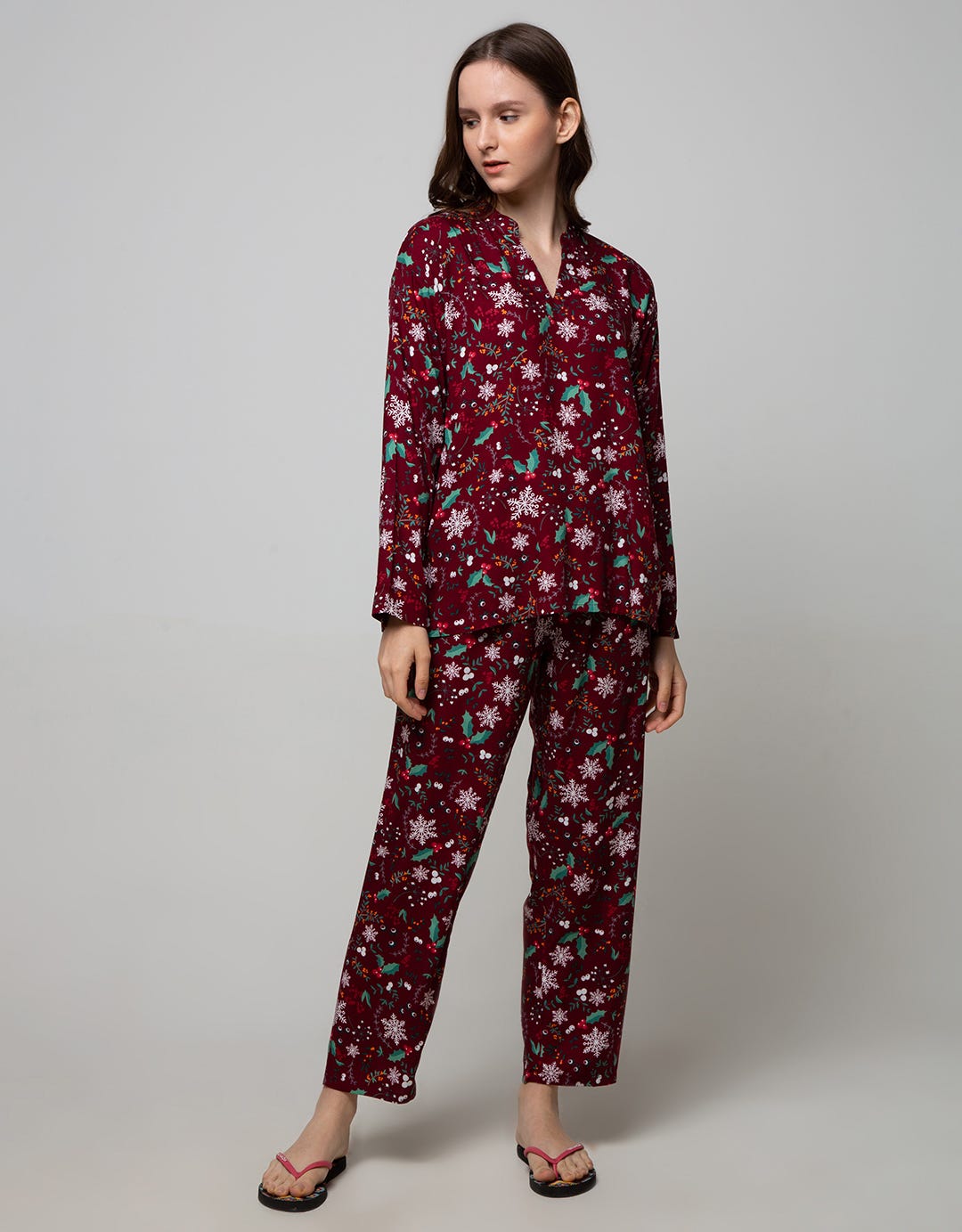St. Yves Long Sleeve Pyjama Pants Christmas Cherry