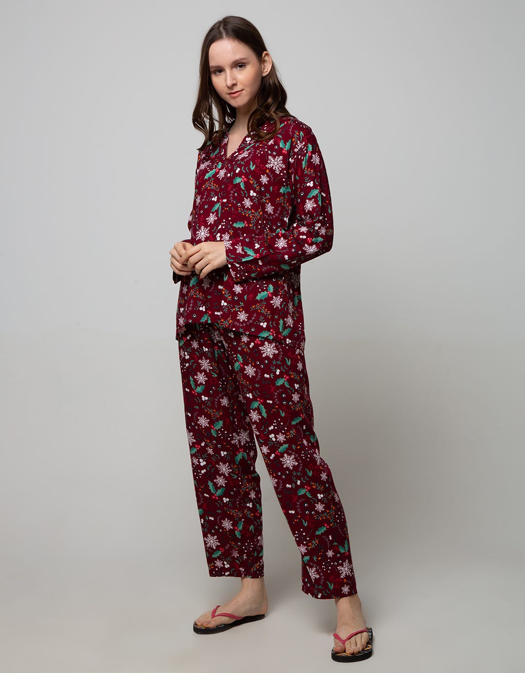 St. Yves Long Sleeve Pyjama Pants Christmas Cherry