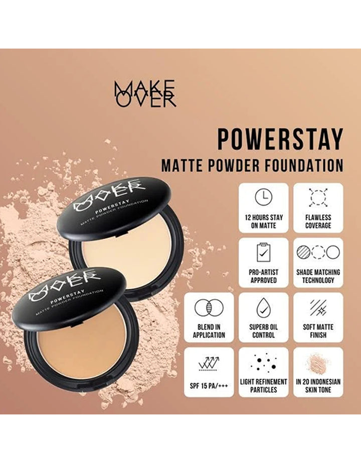MAKE OVER Powerstay Matte Powder Foundation W21 Coral Ivory 12 g