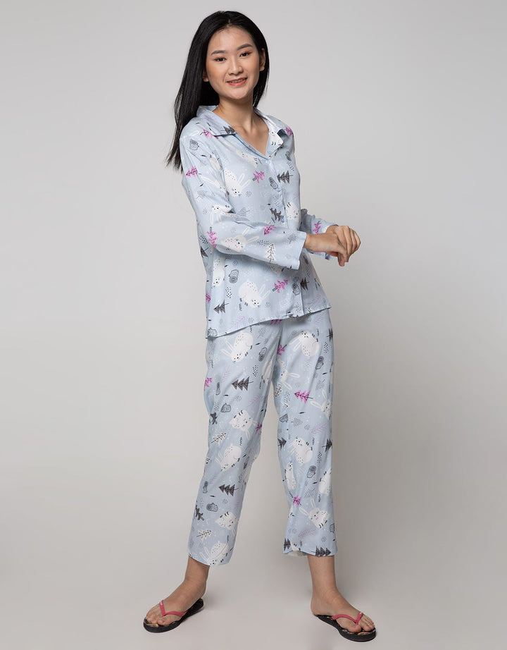 Nevada Long Sleeve Pyjama Pants Christmas Bunny Tree