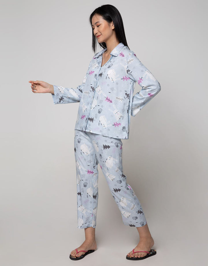 Nevada Long Sleeve Pyjama Pants Christmas Bunny Tree