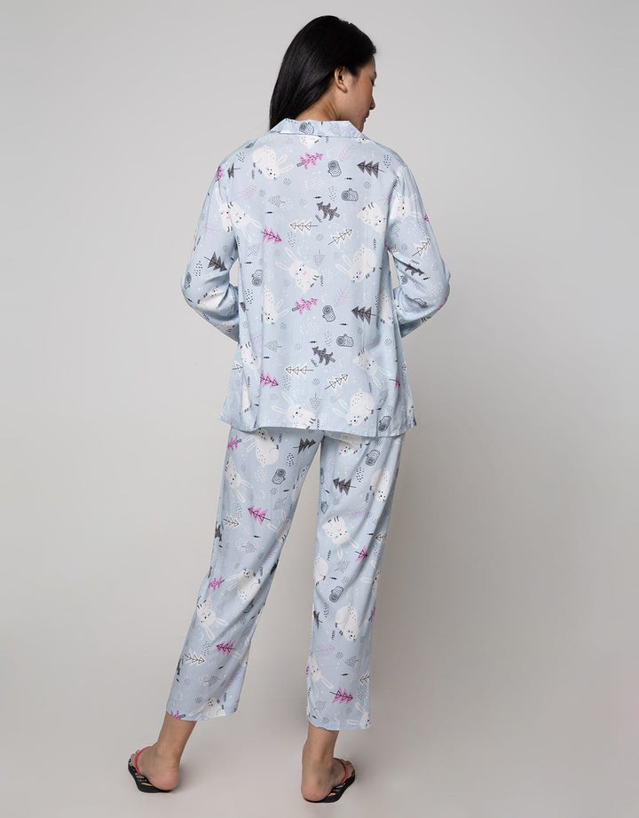 Nevada Long Sleeve Pyjama Pants Christmas Bunny Tree