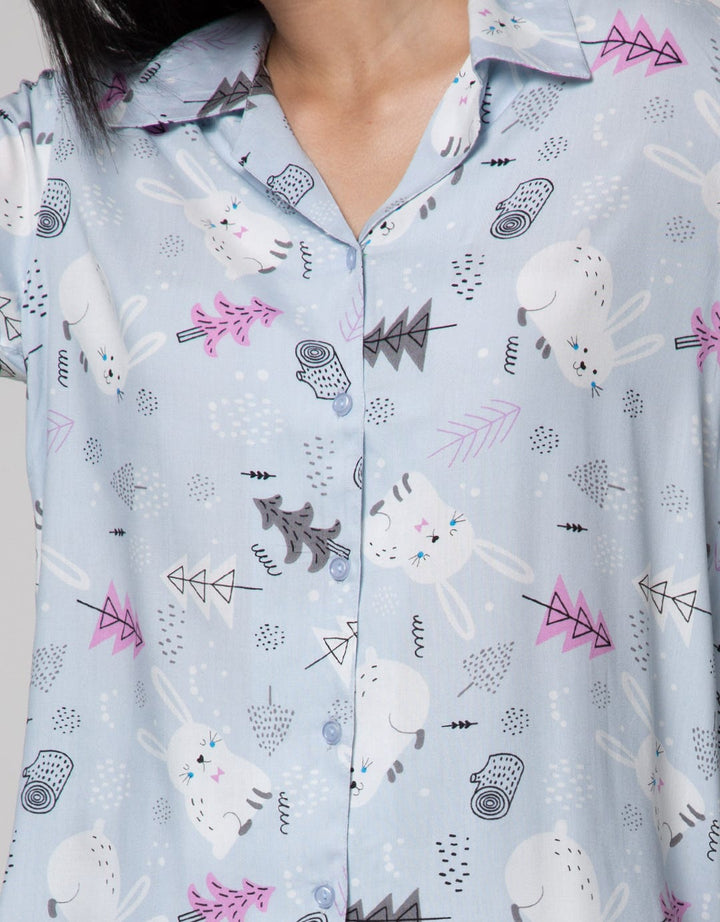 Nevada Long Sleeve Pyjama Pants Christmas Bunny Tree