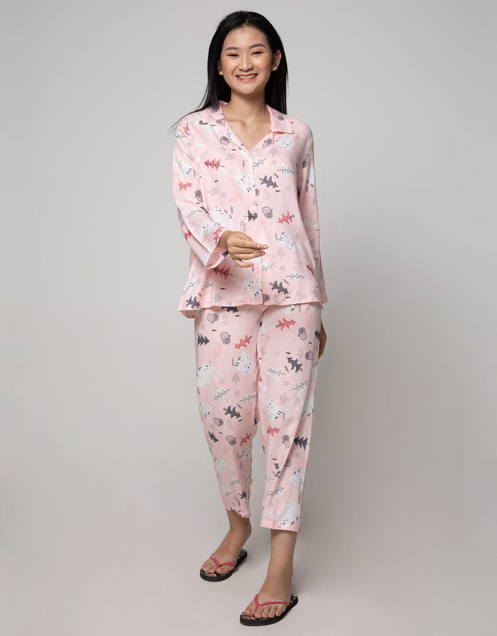 Nevada Long Sleeve Pyjama Pants Christmas Bunny Tree