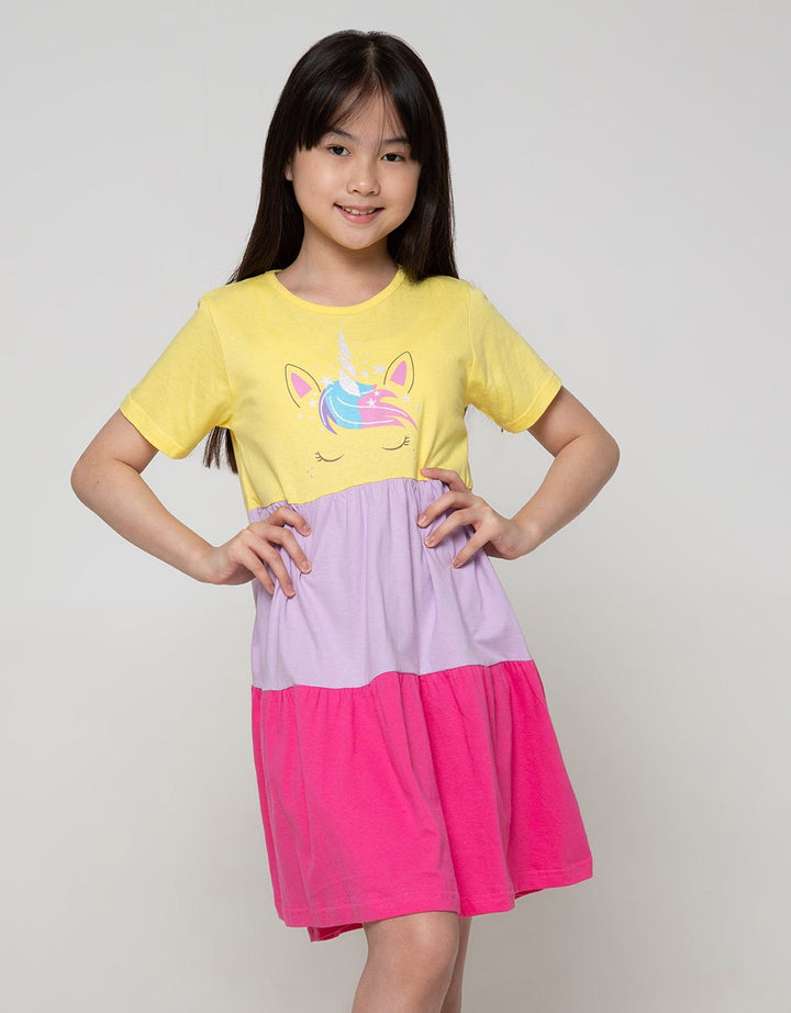 Aero Short Sleeve Midi Dress Daily Unicorn Head