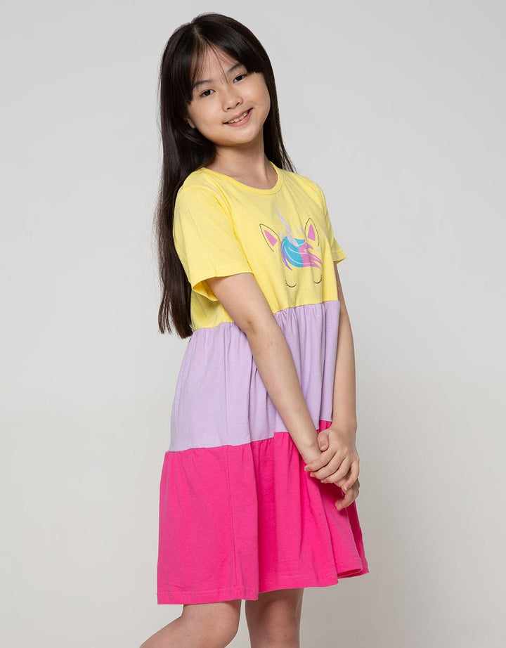 Aero Short Sleeve Midi Dress Daily Unicorn Head