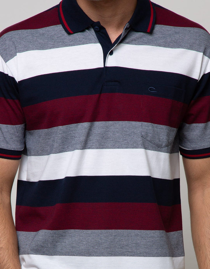 Cole Short Sleeve Polo Shirt Stripe Tone