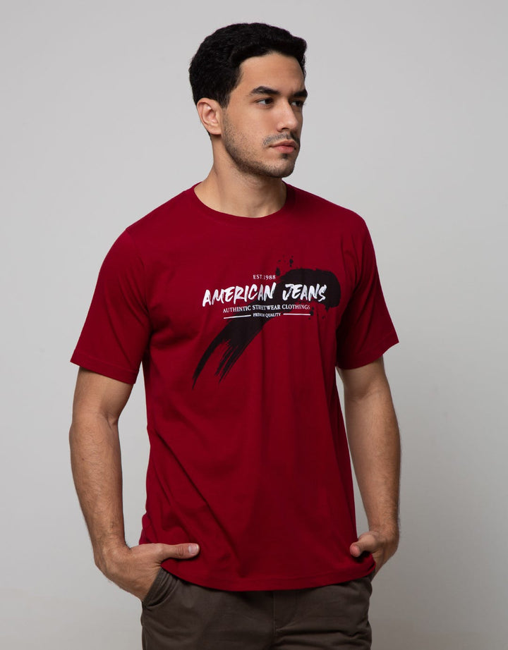 American Jeans Short Sleeve  T-Shirt Print Paint Stroke