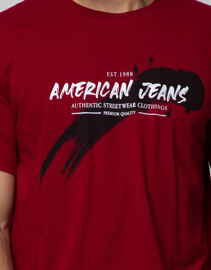 American Jeans Short Sleeve  T-Shirt Print Paint Stroke