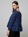 Connexion Long Sleeve Blouse Square Neck Print Flower