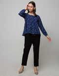 Connexion Long Sleeve Blouse Square Neck Print Flower