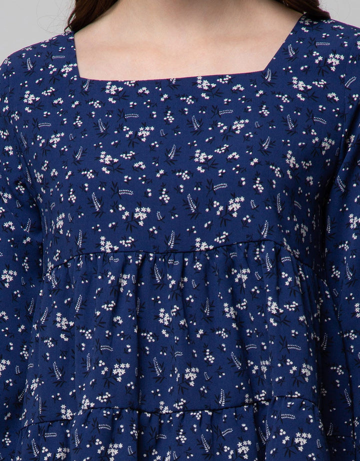 Connexion Long Sleeve Blouse Square Neck Print Flower