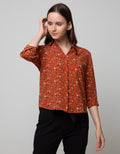 Connexion Shirt 78 Sleeve Print Flower Skipper Neck