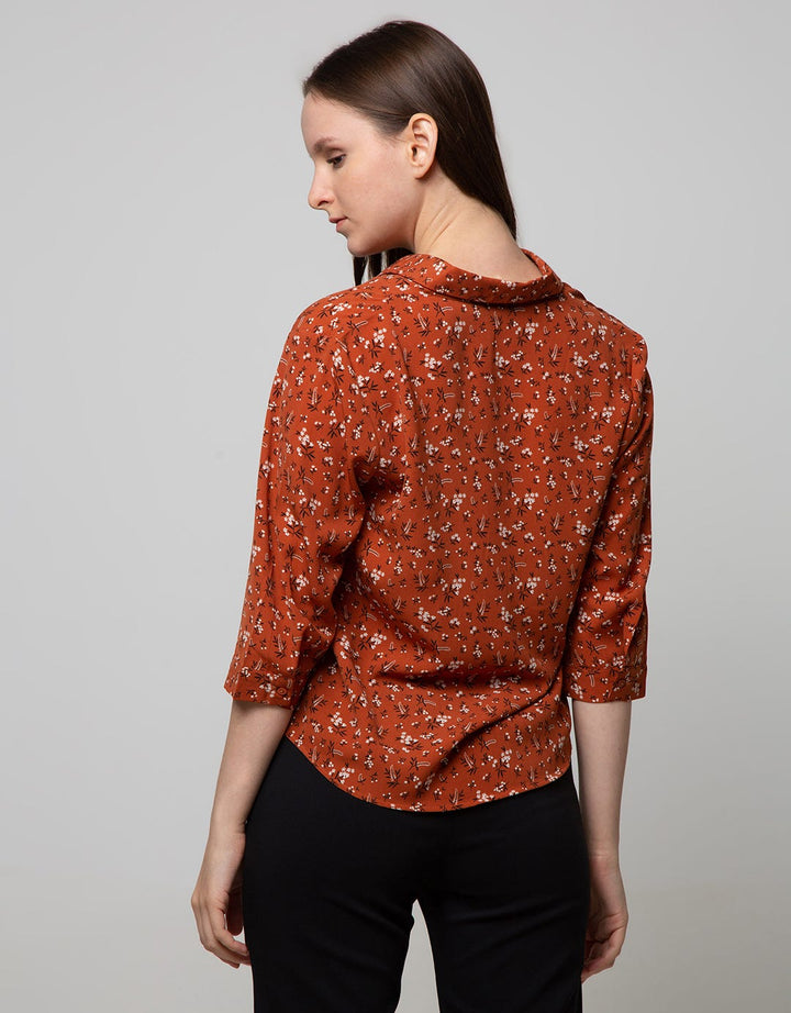 Connexion Shirt 78 Sleeve Print Flower Skipper Neck