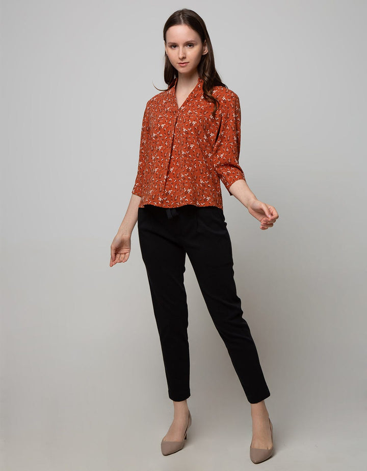 Connexion Shirt 78 Sleeve Print Flower Skipper Neck