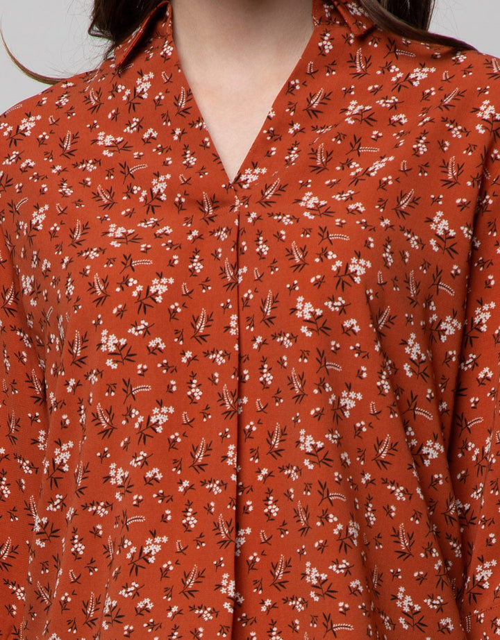 Connexion Shirt 78 Sleeve Print Flower Skipper Neck