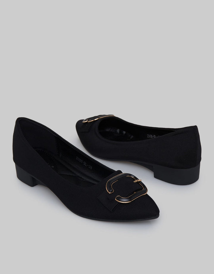 Laviola Pointed Buckle Flat Shoes Wanita