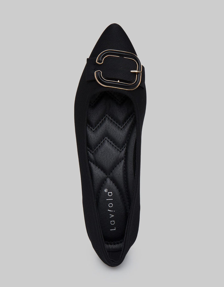 Laviola Pointed Buckle Flat Shoes Wanita