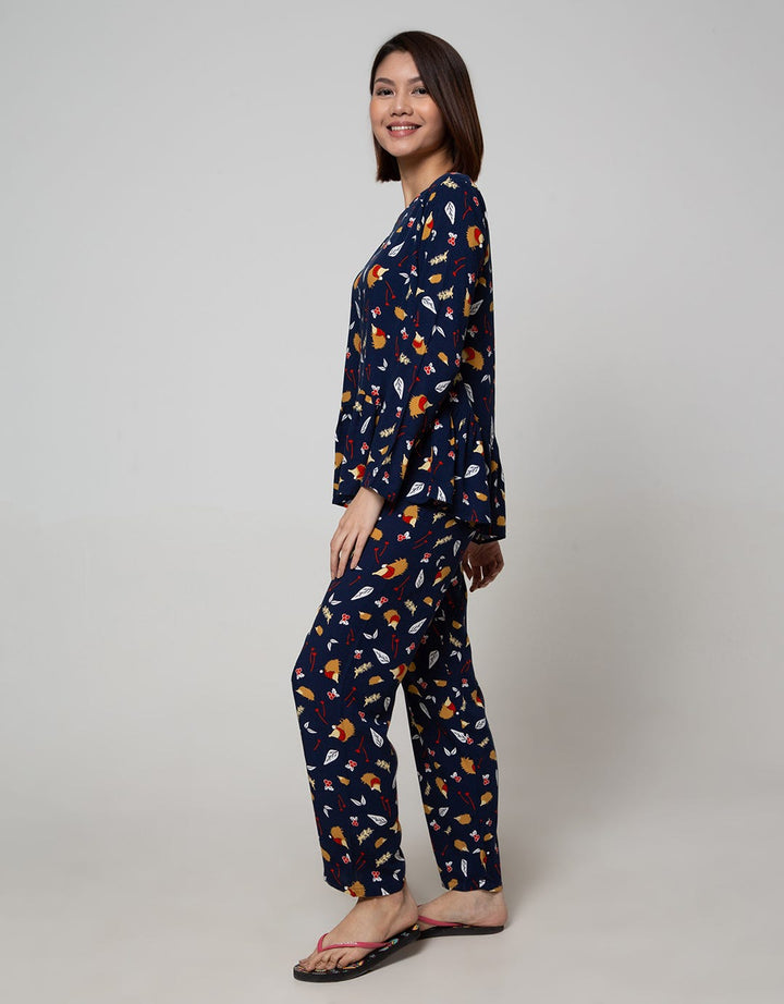 Nevada Long Sleeve Pyjama Pants Hedgehog Santa