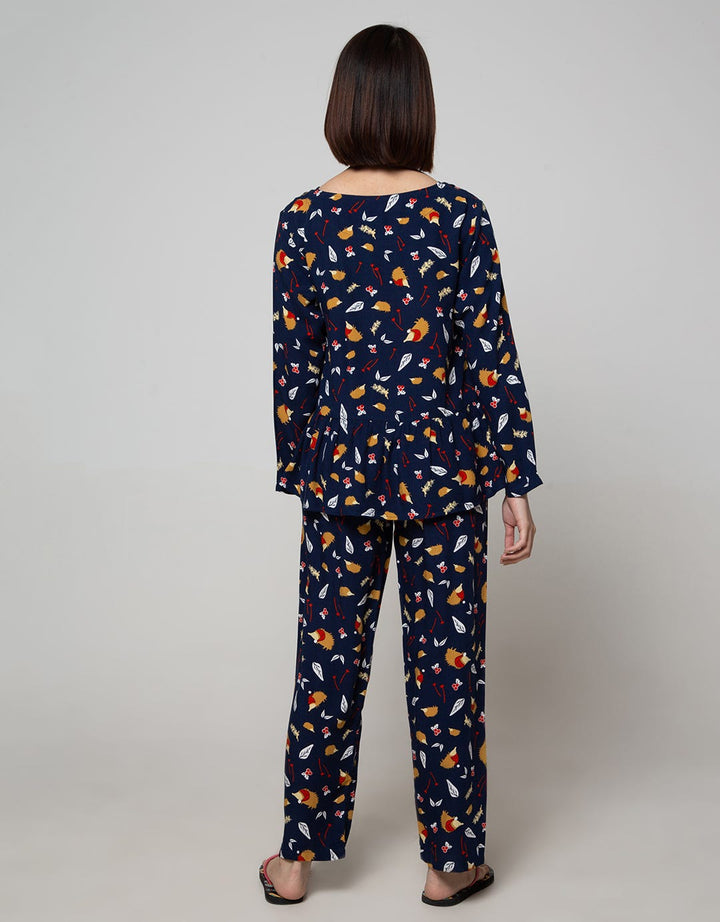 Nevada Long Sleeve Pyjama Pants Hedgehog Santa