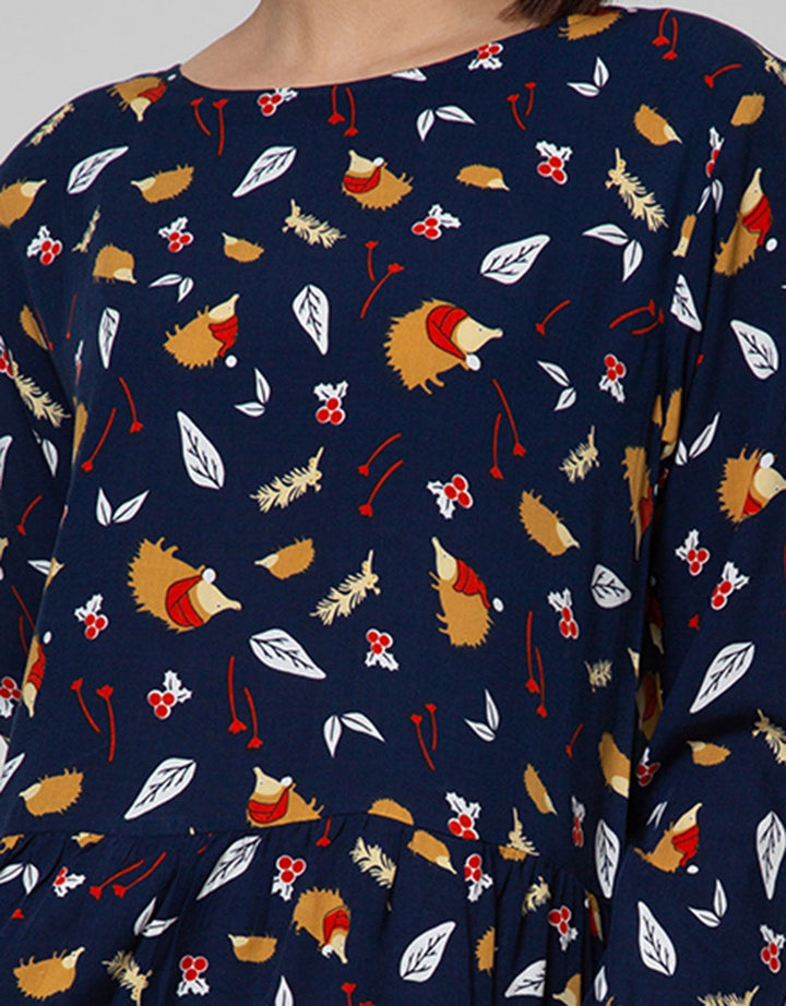 Nevada Long Sleeve Pyjama Pants Hedgehog Santa