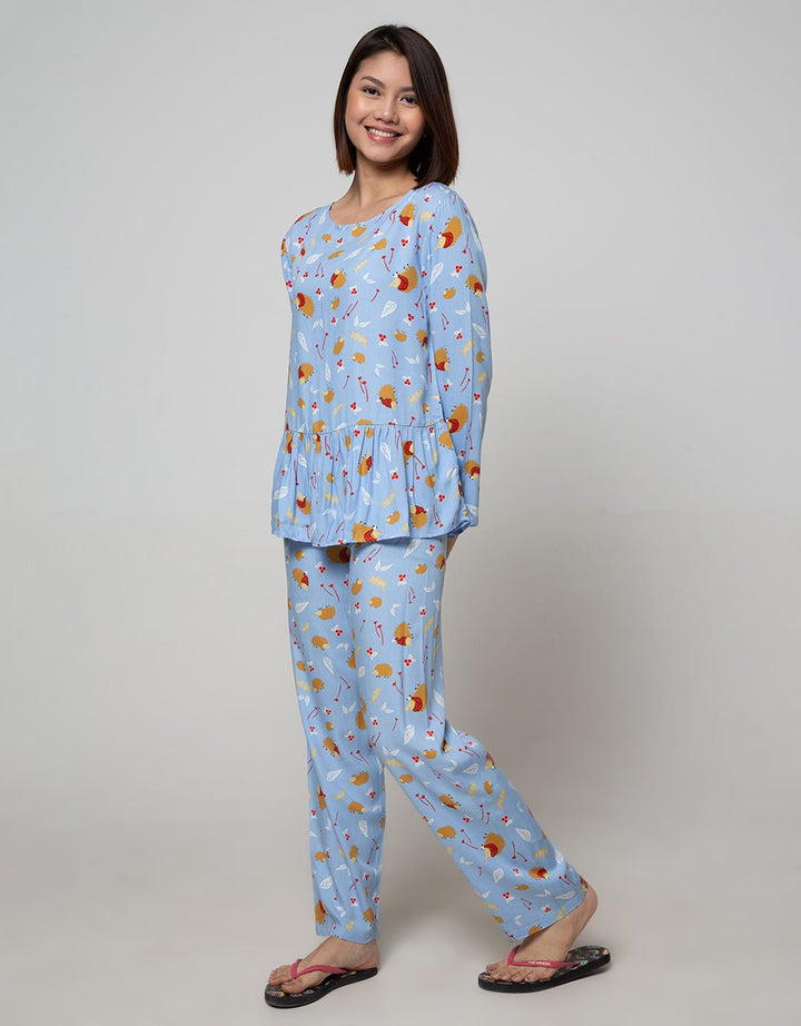 Nevada Long Sleeve Pyjama Pants Hedgehog Santa
