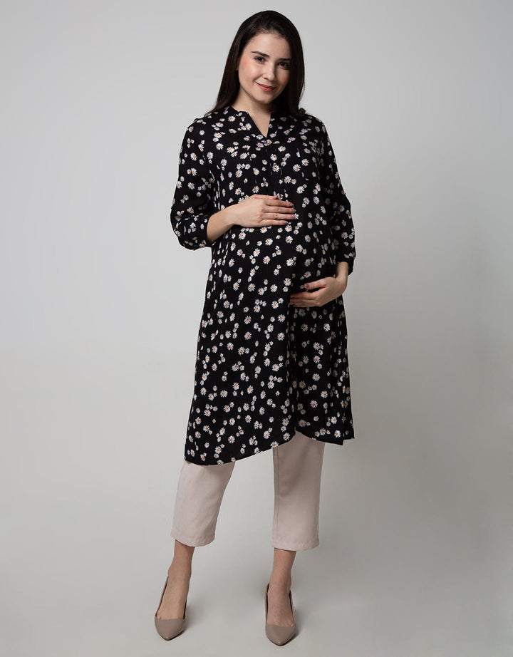 LS MIDI DRESS FLOWER