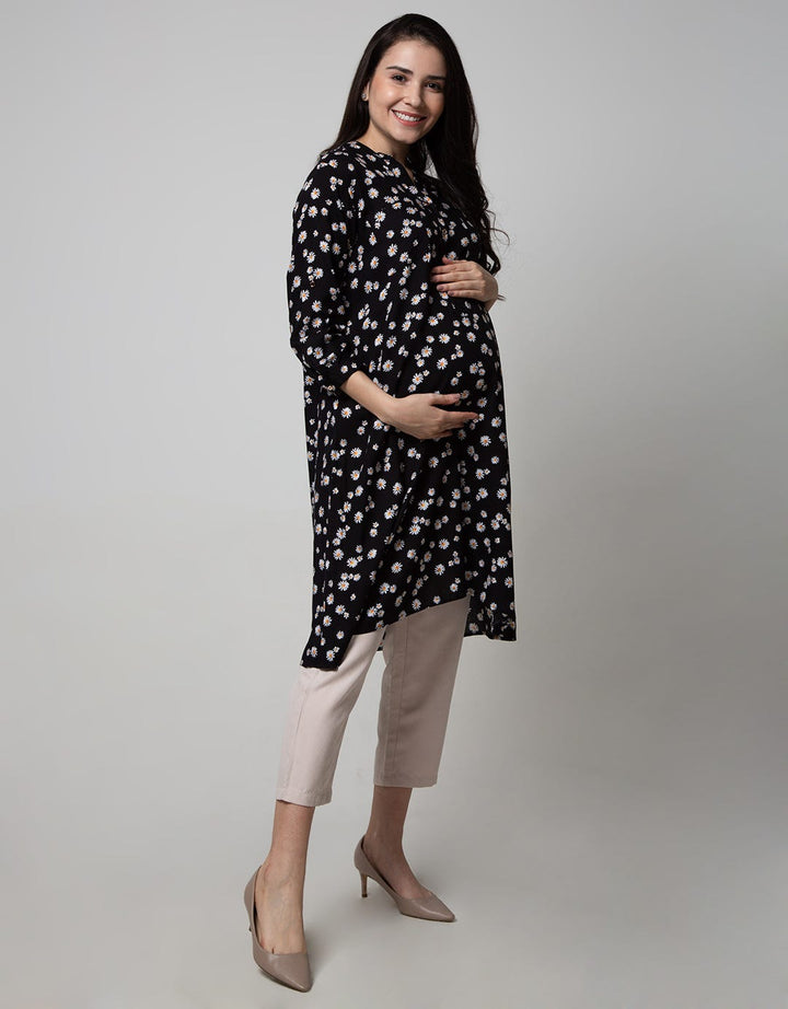 LS MIDI DRESS FLOWER