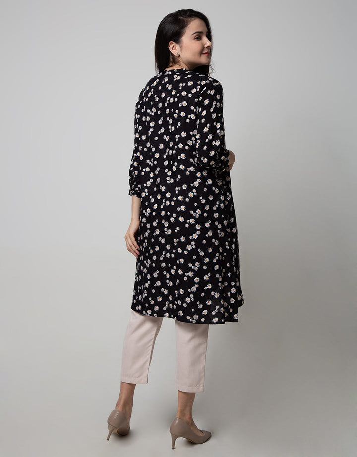 LS MIDI DRESS FLOWER