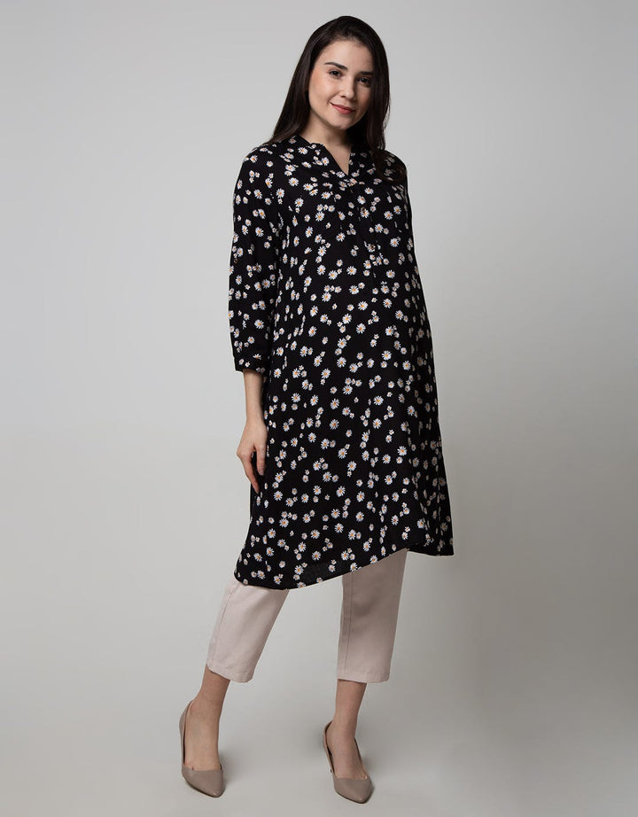 LS MIDI DRESS FLOWER