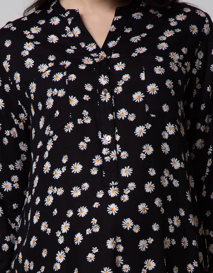 LS MIDI DRESS FLOWER
