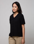 Connexion Short Sleeve Blouse Lace Peterpan Collar Poly