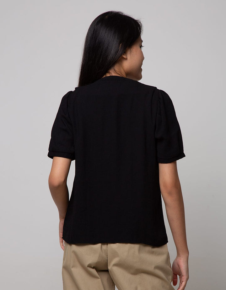 Connexion Short Sleeve Blouse Lace Peterpan Collar Poly