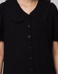 Connexion Short Sleeve Blouse Lace Peterpan Collar Poly