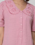 Connexion Short Sleeve Blouse Lace Peterpan Collar Poly