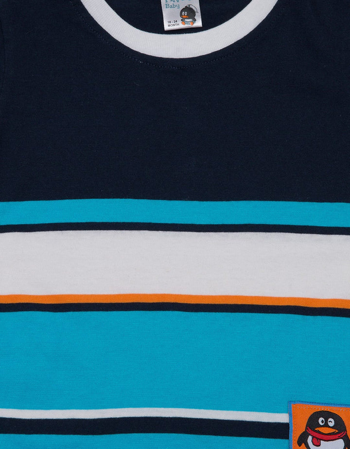 Pingu Multi Stripe Kaos Pendek Baby