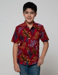 Pingu Leaf Print Kemeja Pendek Anak