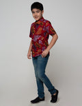 Pingu Leaf Print Kemeja Pendek Anak