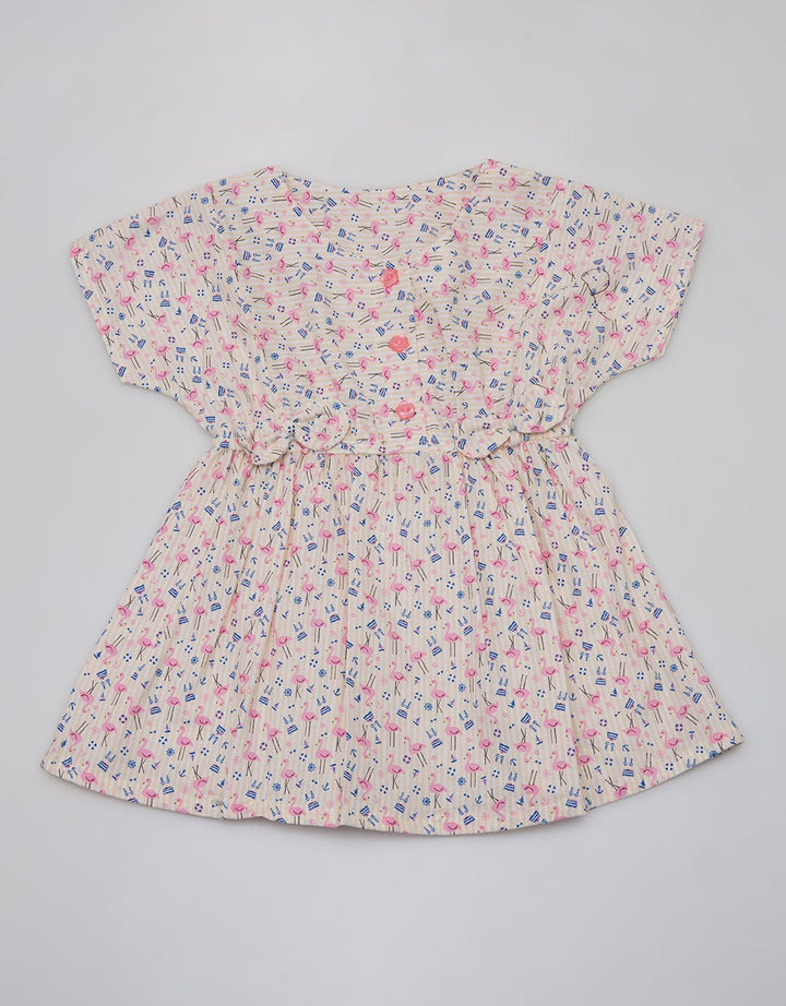 Pingu Dress Short Sleeve Baby Perempuan Double Pita