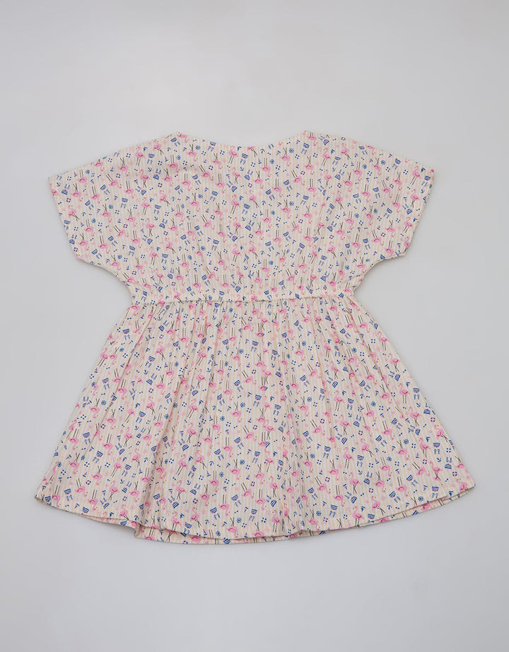 Pingu Dress Short Sleeve Baby Perempuan Double Pita