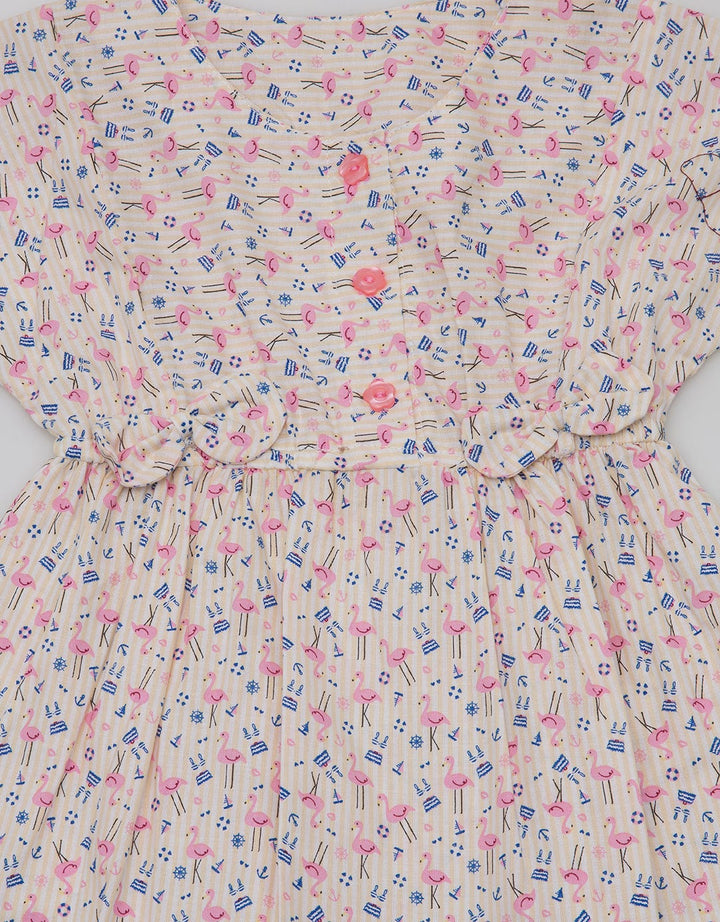 Pingu Dress Short Sleeve Baby Perempuan Double Pita