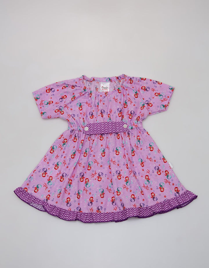 Pingu Dress Short Sleeve Baby Perempuan Print Mermaid