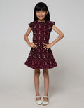 Pingu Abstrak Print Dress Anak Perempuan